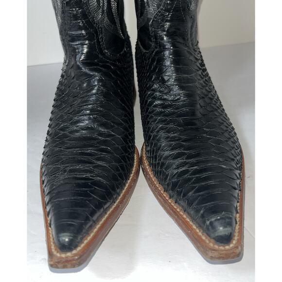Los Altos Cowboy Boots Mens 7EE Black Exotic Genuine Python Snake Pointed Toe‎ - Picture 6 of 10